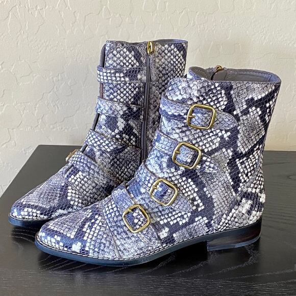 NWB J.Crew Multi-Buckle Boots Snake Leather AE921 - Picture 2 of 12